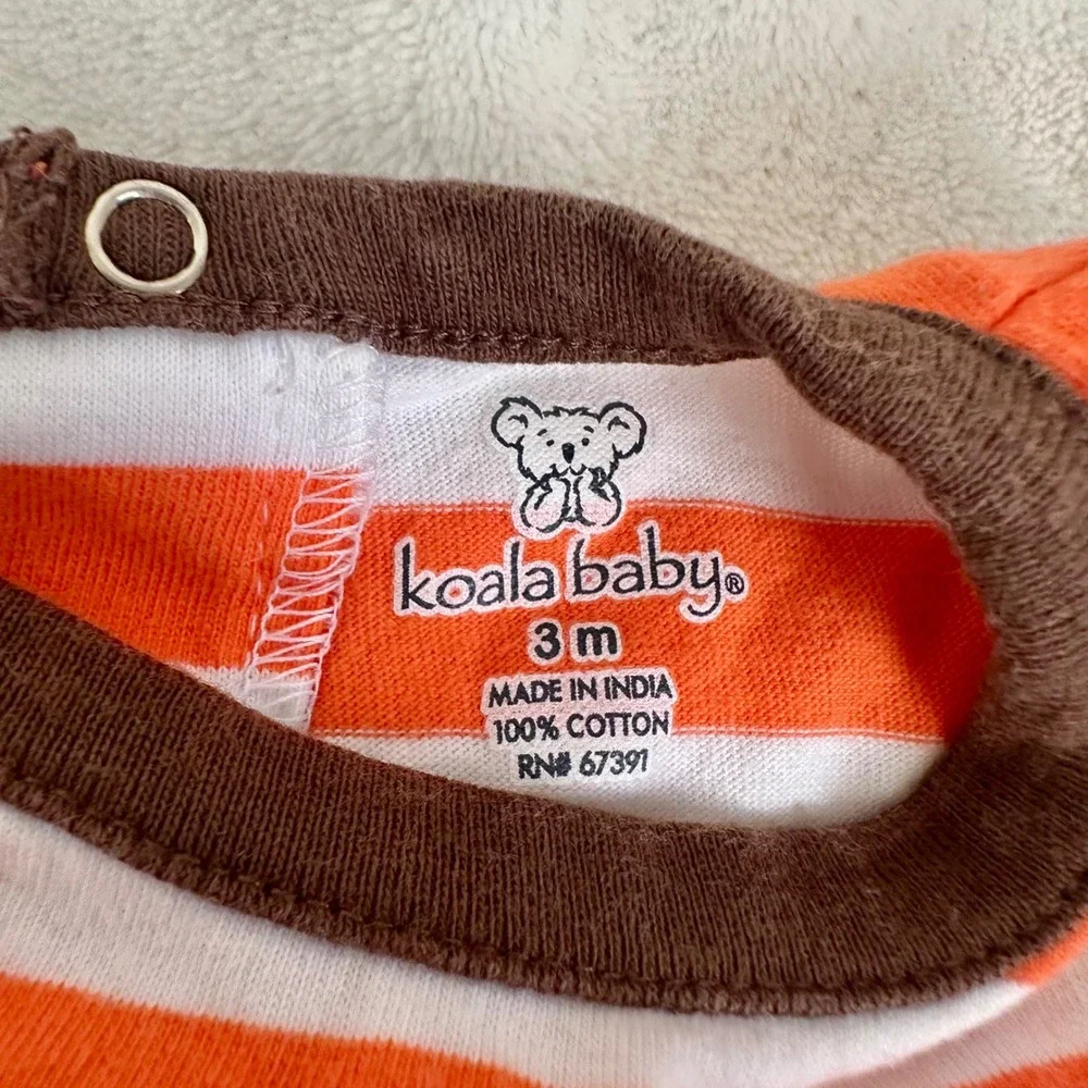 Koala Baby‎ Orange Striped Giraffe Romper Bodysuit Size 3 Months